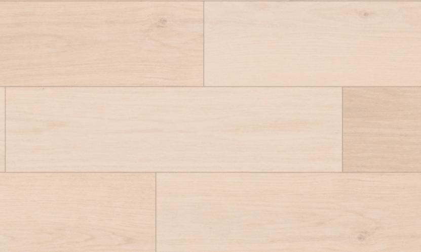 Close-up of Fusion Snow Peak 6" x 9/16" engineered European oak hardwood flooring from Outer Banks Clic collection, 2.5mm veneer layer, and Light wire-brushed texture. Available at Advanced Flooring Waterloo. 