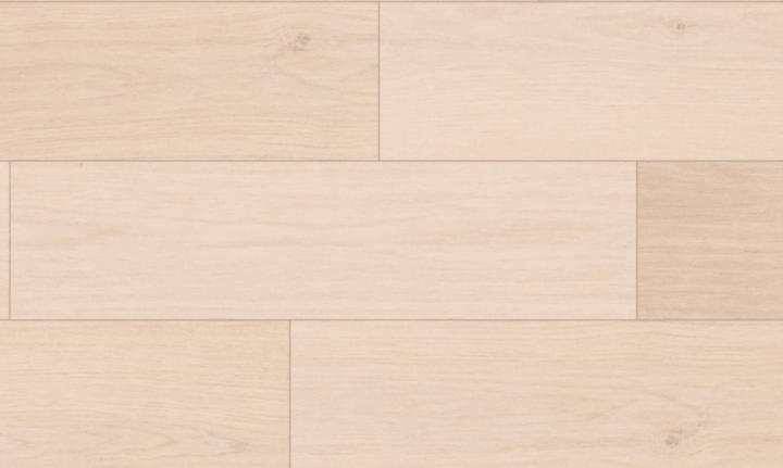 Close-up of Fusion Snow Peak 6" x 9/16" engineered European oak hardwood flooring from Outer Banks Clic collection, 2.5mm veneer layer, and Light wire-brushed texture. Available at Advanced Flooring Waterloo. 