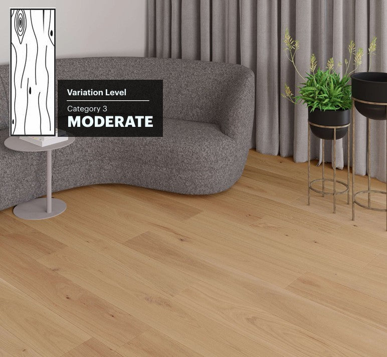 SOMERSET DOWNS BWOAK207SOM - Fuzion Briarwood white oak engineered hardwood flooring featuring wide plank design, natural wood grain texture, and micro-beveled edges.