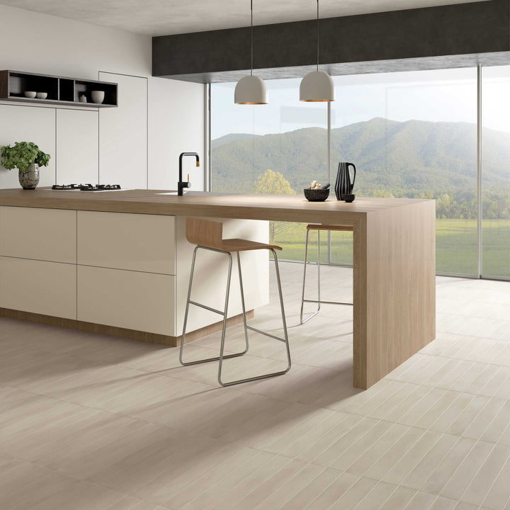 Ceratec Stonella matte porcelain tile installed on kitchen floor.