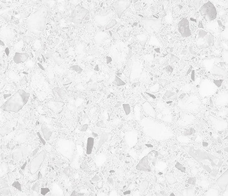 Opulence porcelain tile in white terrazzo pattern. Canada-wide delivery available.
