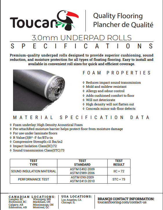 Triforest 3mm Black Acoustic Underpad (IIC 72 / STC 73)