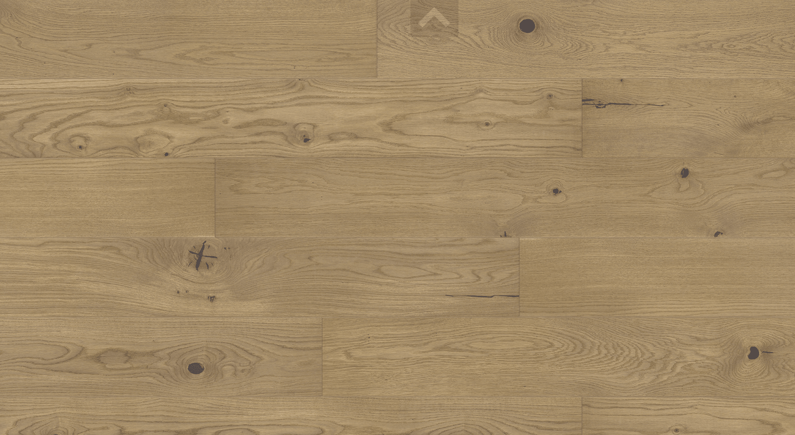 Close-up of Valetta 7" x 9/16" engineered European oak hardwood flooring from Castello collection, 2.5mm veneer layer, and Light wire-brushed texture. Available at Advanced Flooring Waterloo. 