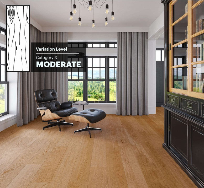 VALLEY PATH BWOAK207VAL - Fuzion Briarwood white oak engineered hardwood flooring featuring wide plank design, natural wood grain texture, and micro-beveled edges.