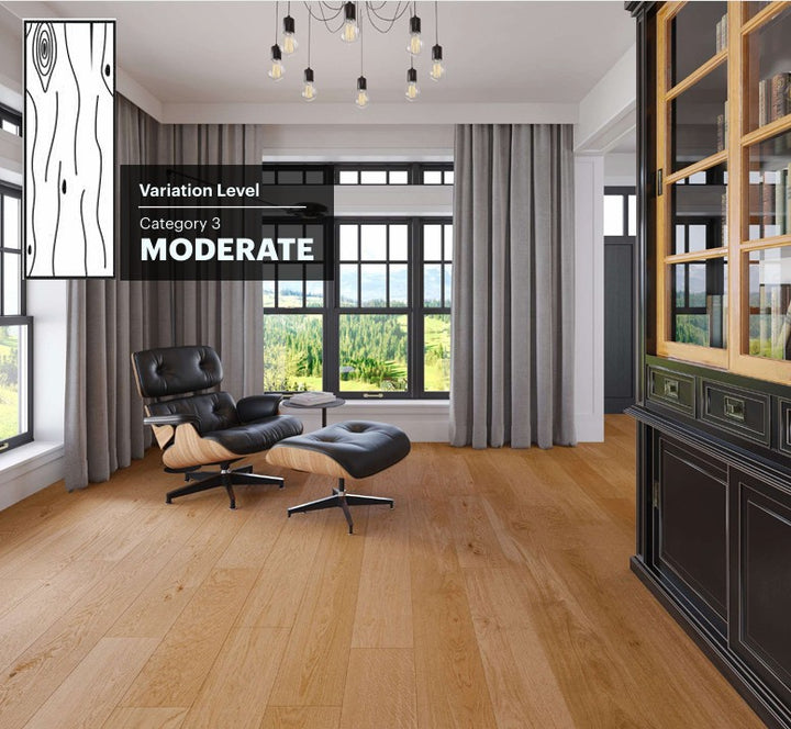 VALLEY PATH BWOAK207VAL - Fuzion Briarwood white oak engineered hardwood flooring featuring wide plank design, natural wood grain texture, and micro-beveled edges.