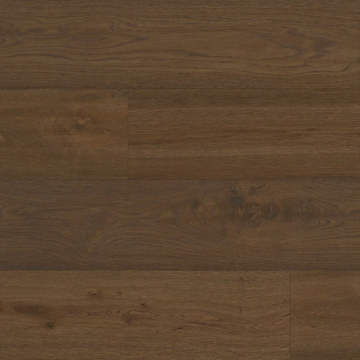 Vignette - Wide plank Fuzion Beaux Arts white oak engineered hardwood with wire-brushed texture and natural wood grain finish.