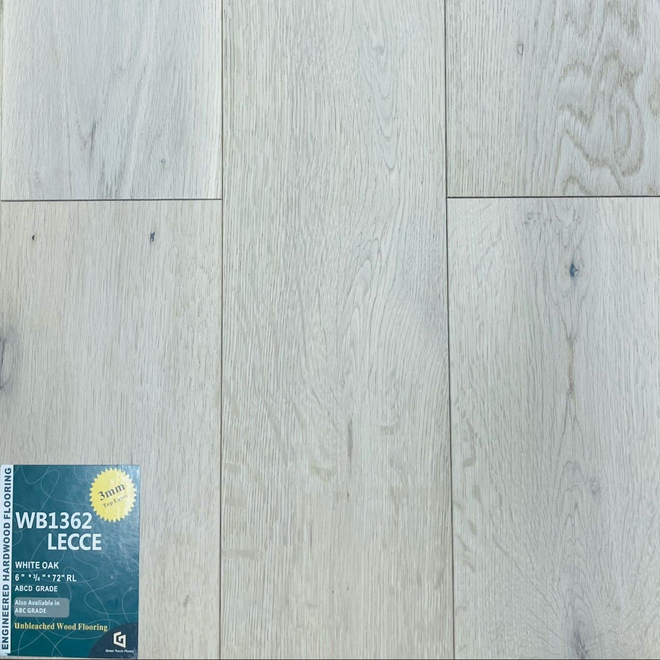 Close-up of LECCE WB1362 & WB1382 - Elegance Collection by Green Touch, 3mm top layer engineered hardwood flooring sample. Available at Advanced Flooring Waterloo. 