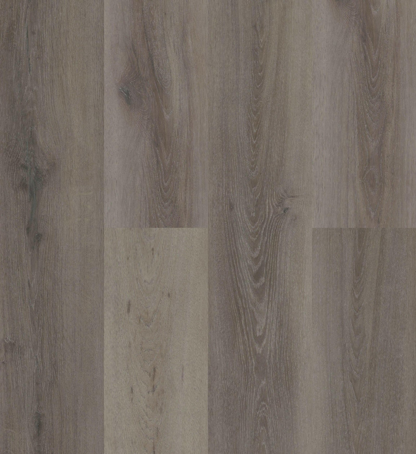 Close-up of Purelux Wynn Journey Series 9mm SPC vinyl plank texture – waterproof luxury flooring in grey wood finish.