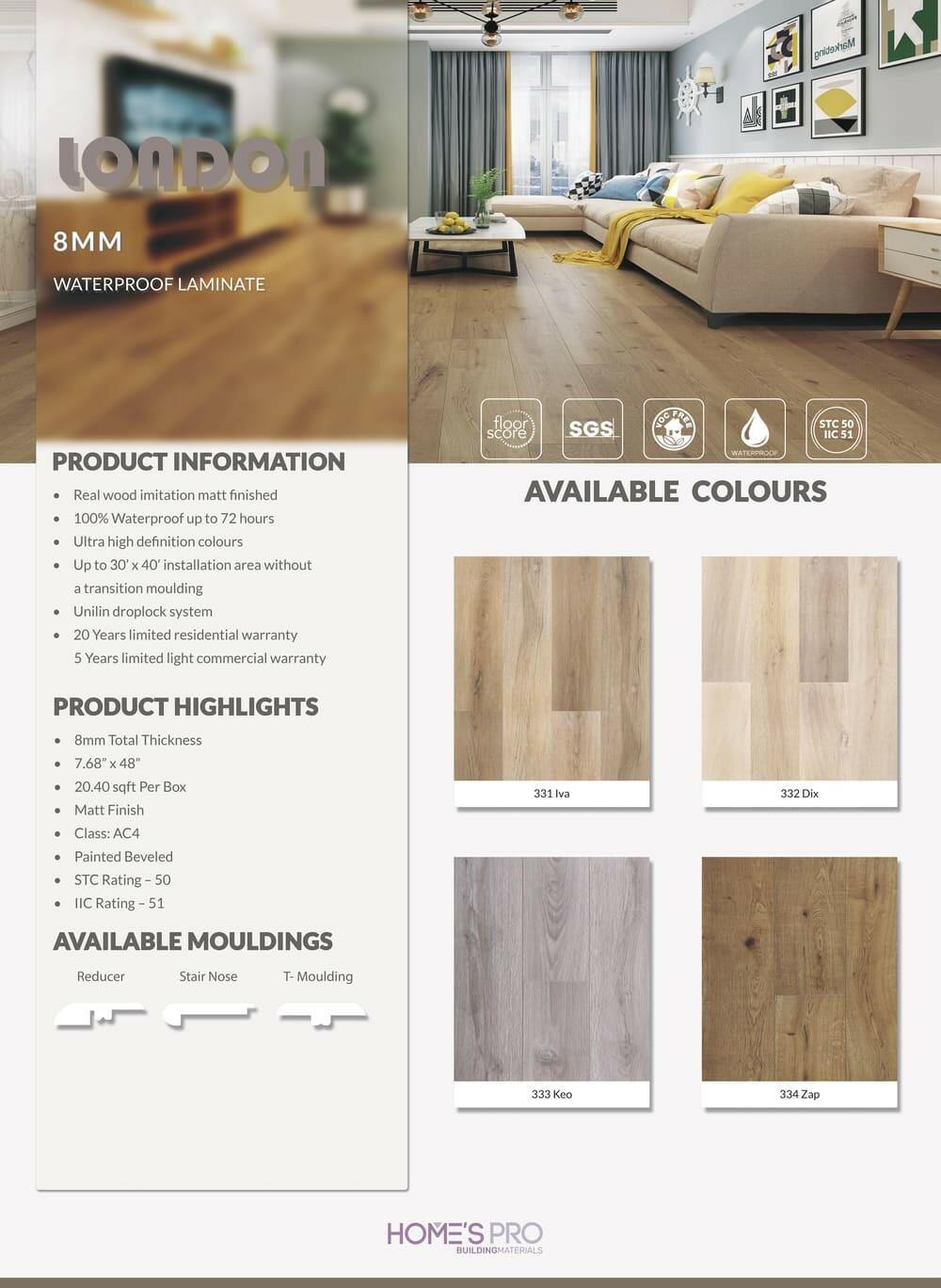 334 ZAP - Home's Pro Waterproof Laminate London Seires - advancedflooring