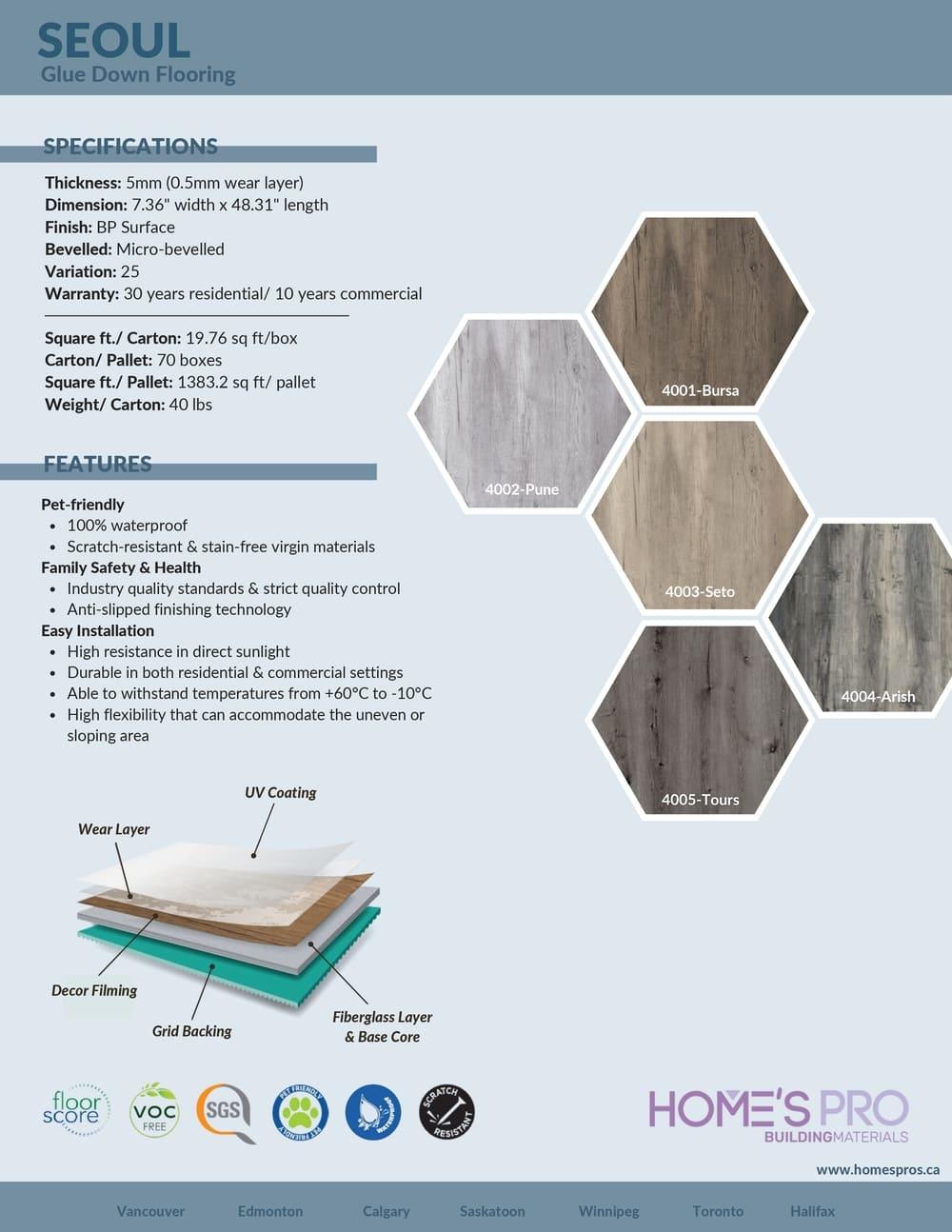 4005 Tours - Home's Pro Vinyl 5mm Glue Down Looselay Seoul Series - advancedflooring