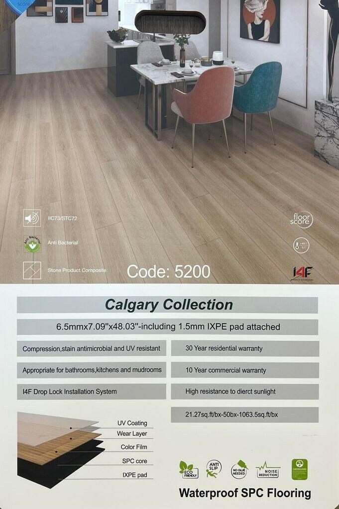 Specifications for Riche Vinyl 6.5mm Calgary Collection.