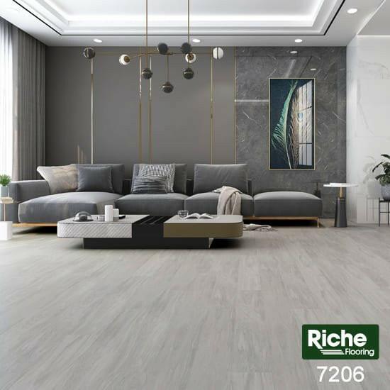 A modern living room which displays the beautiful look of Riche 9mm vinyl flooring.