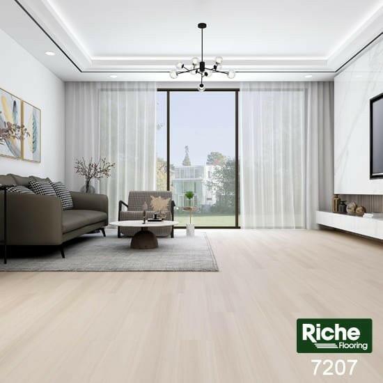 A modern living room which displays the beautiful look of Riche 9mm vinyl flooring.
