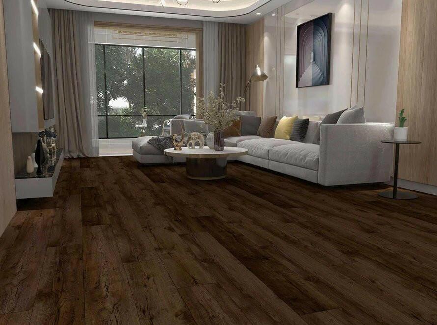 Beautiful room with 8mm vinyl flooring installed in the colour 808 Late Autumn by Woden Flooring sold by Advanced Flooring in Kitchener-Waterloo.