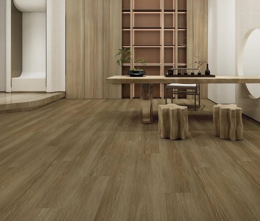 Beautiful room with 8mm vinyl flooring installed in the colour 812 Grand Basin by Woden Flooring sold by Advanced Flooring in Kitchener-Waterloo.