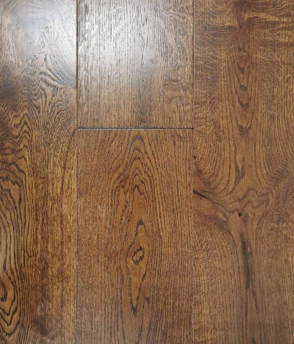 A close-up of Bourbon European Oak 7.5" Engineered Hardwood from Riche. 