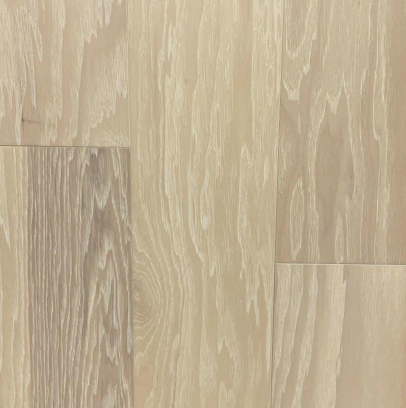 Close-up of CASHMERE HK1335 - Green Touch 7-1/4" x 3/4" Hickory engineered hardwood flooring sample. Available at Advanced Flooring Waterloo. 