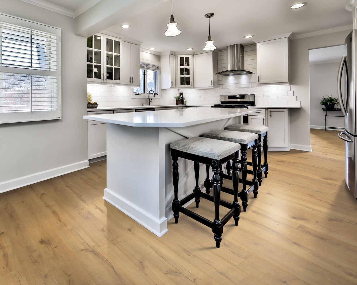 modern living room with Cavalry Oak Mohawk RevWood Plus Castlebriar installed
