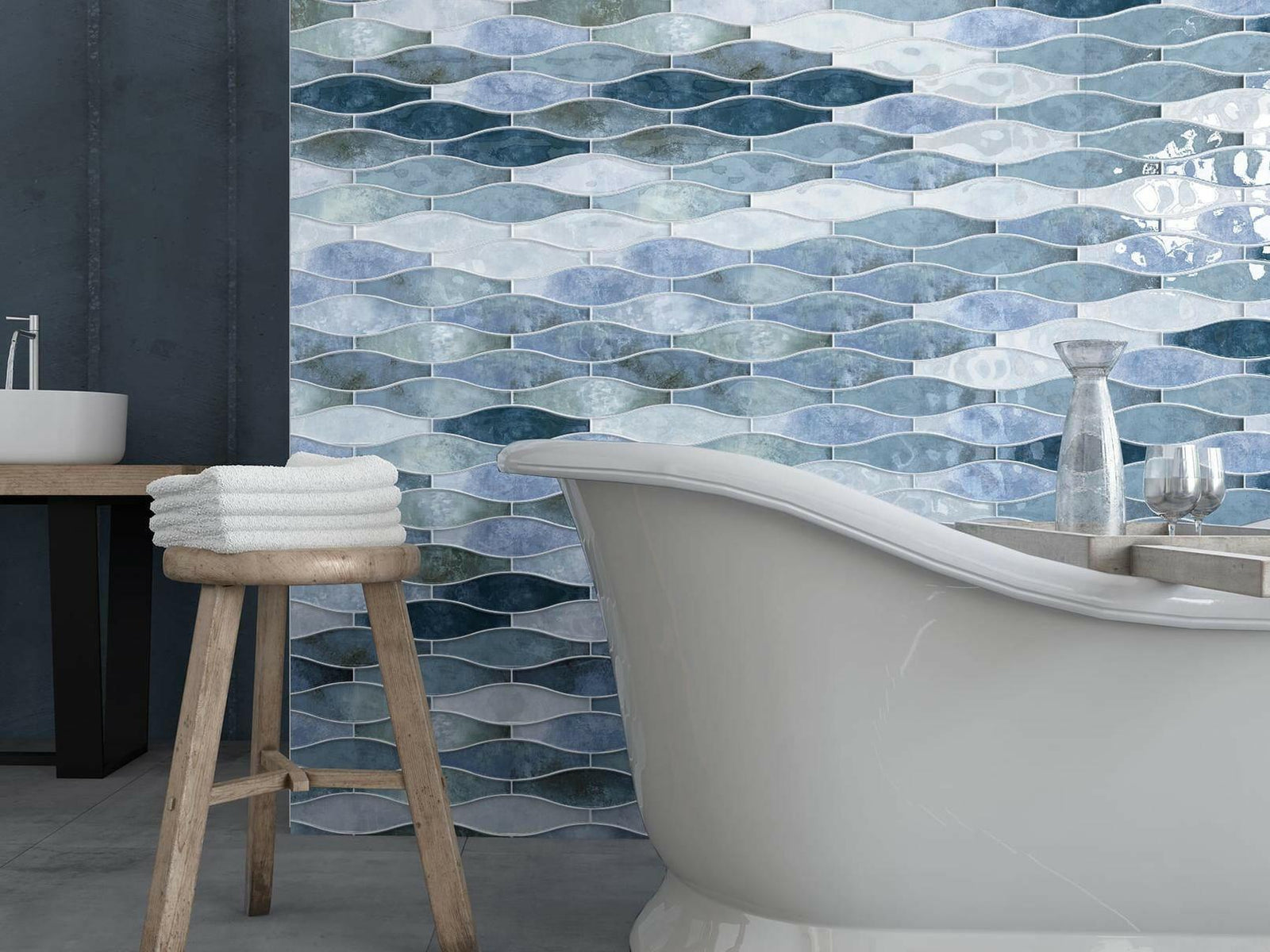 A unique "Onda" (wave) relief pattern, designed to emulate the gentle waves of the sea from Centura Tile