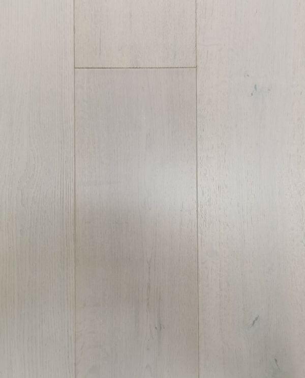 A close-up of Cloud European Oak 7.5" Engineered Hardwood from Riche.