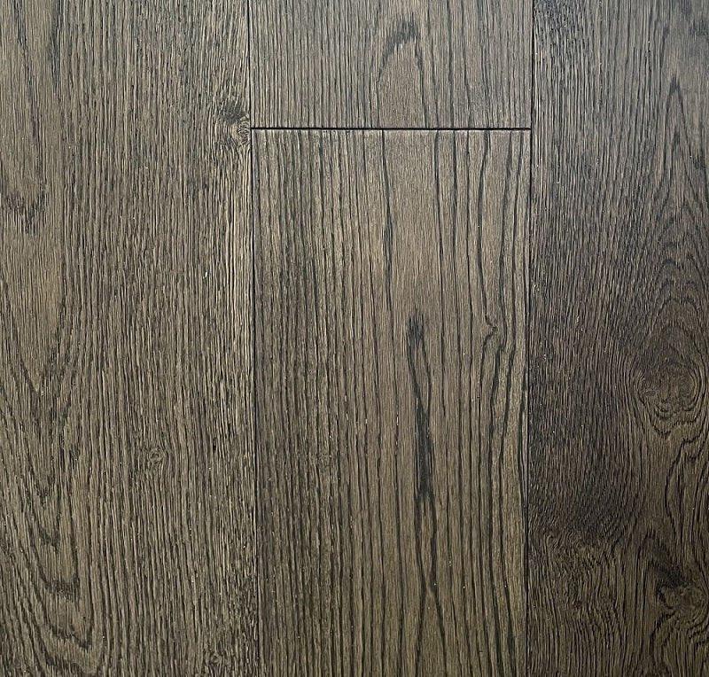 A close-up of Cocoa European Oak 6.5" Engineered Hardwood from Riche.