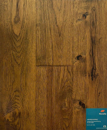 A close up of Dickens Novella premium 6-½” engineered hardwood flooring from Canadian Standard.