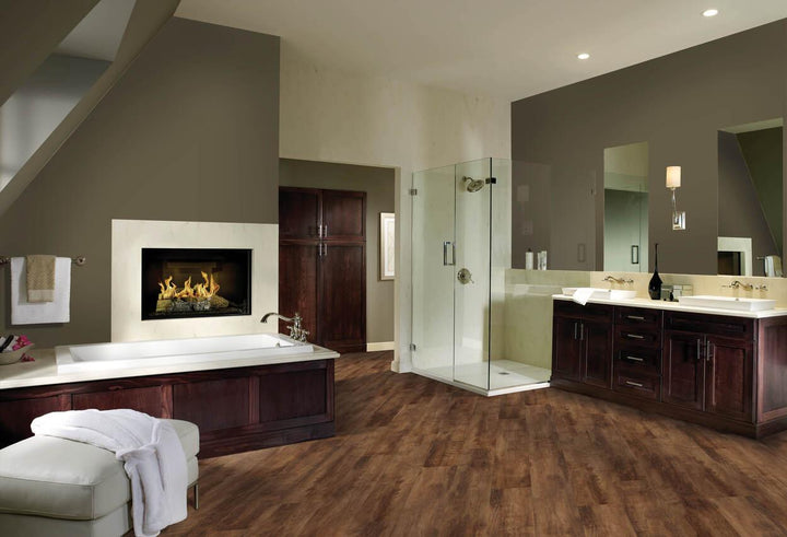 Modern room with 4.5mm vinyl plank installed in the colour Fallen Leaf by Mohawk SolidTech sold by Advanced Flooring in Kitchener-Waterloo.