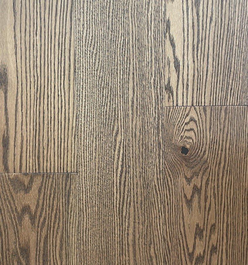 Close-up of FLORENCE AR1303 - Green Touch 7"*3/4" American Oak engineered hardwood flooring sample. Available at Advanced Flooring Waterloo. 