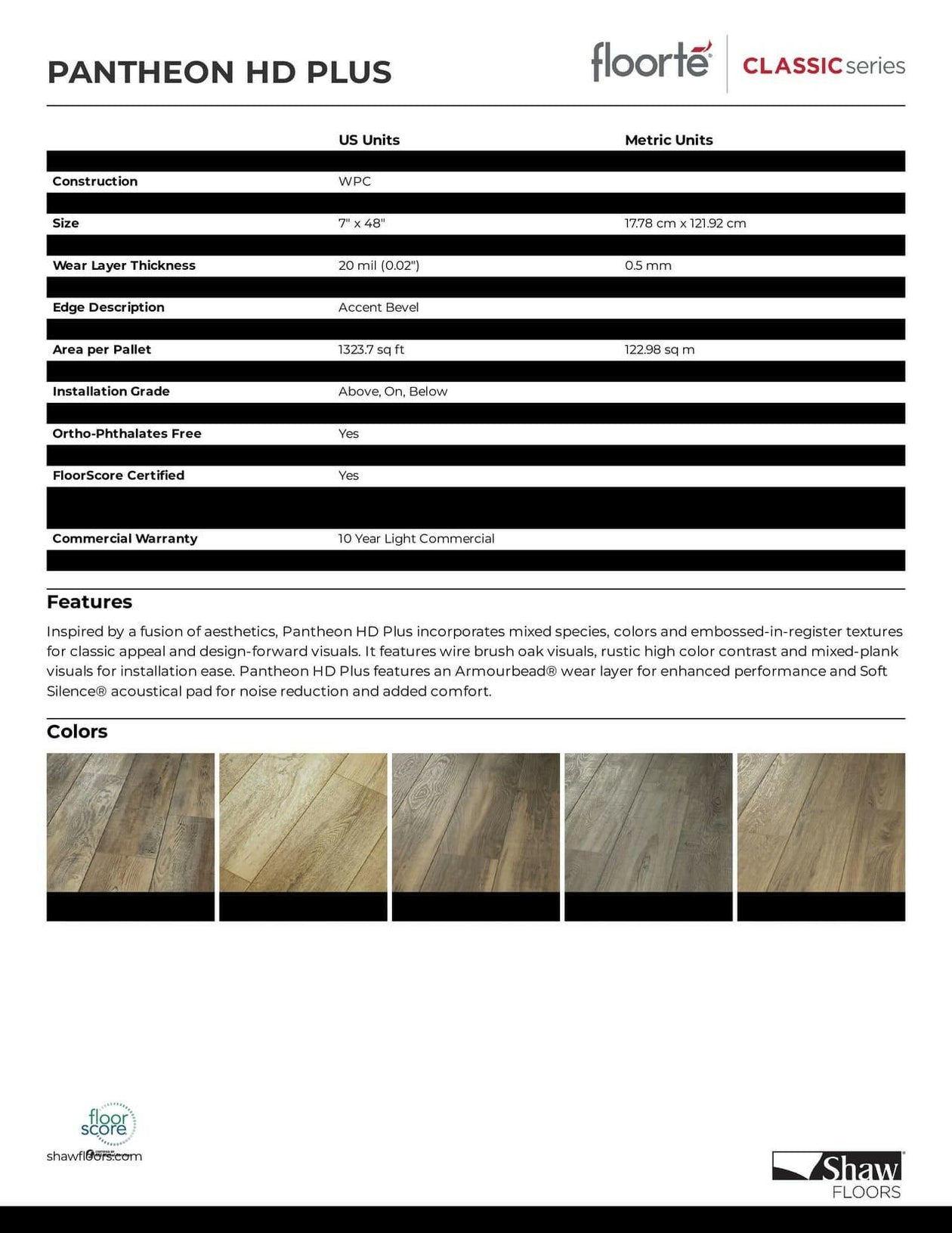 FORESTA 282 - Shaw Vinyl 8mm Pantheon HD PLUS - advancedflooring