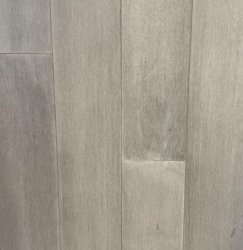 Close-up of LIMESTONE MP2107 - Green Touch 5"*1/2" click Maple engineered hardwood flooring sample. Available at Advanced Flooring Waterloo.