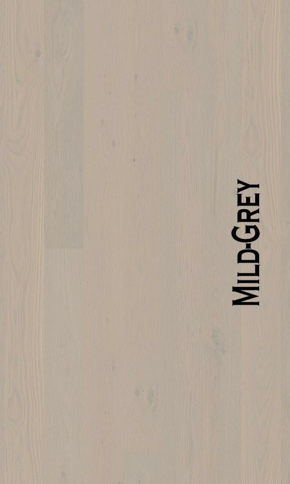 A close up of Mild Grey BOEN premium engineered hardwood flooring from Canadian Standard.