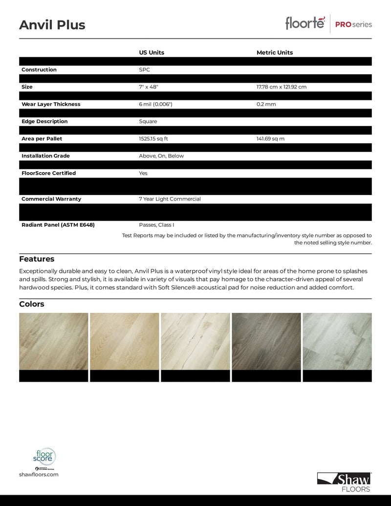 Mineral Maple - SHAW Vinyl 4.4mm ANVIL PLUS SPC 2032V - advancedflooring