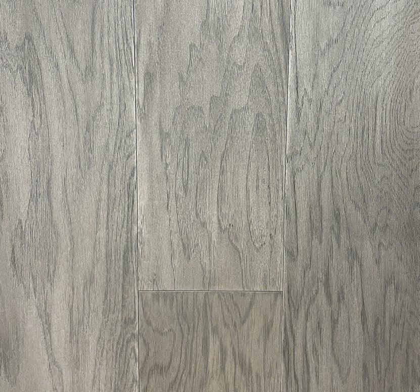 Close-up of MOON GREY HK1332 - Green Touch 7-1/4" x 3/4" Hickory engineered hardwood flooring sample. Available at Advanced Flooring Waterloo
