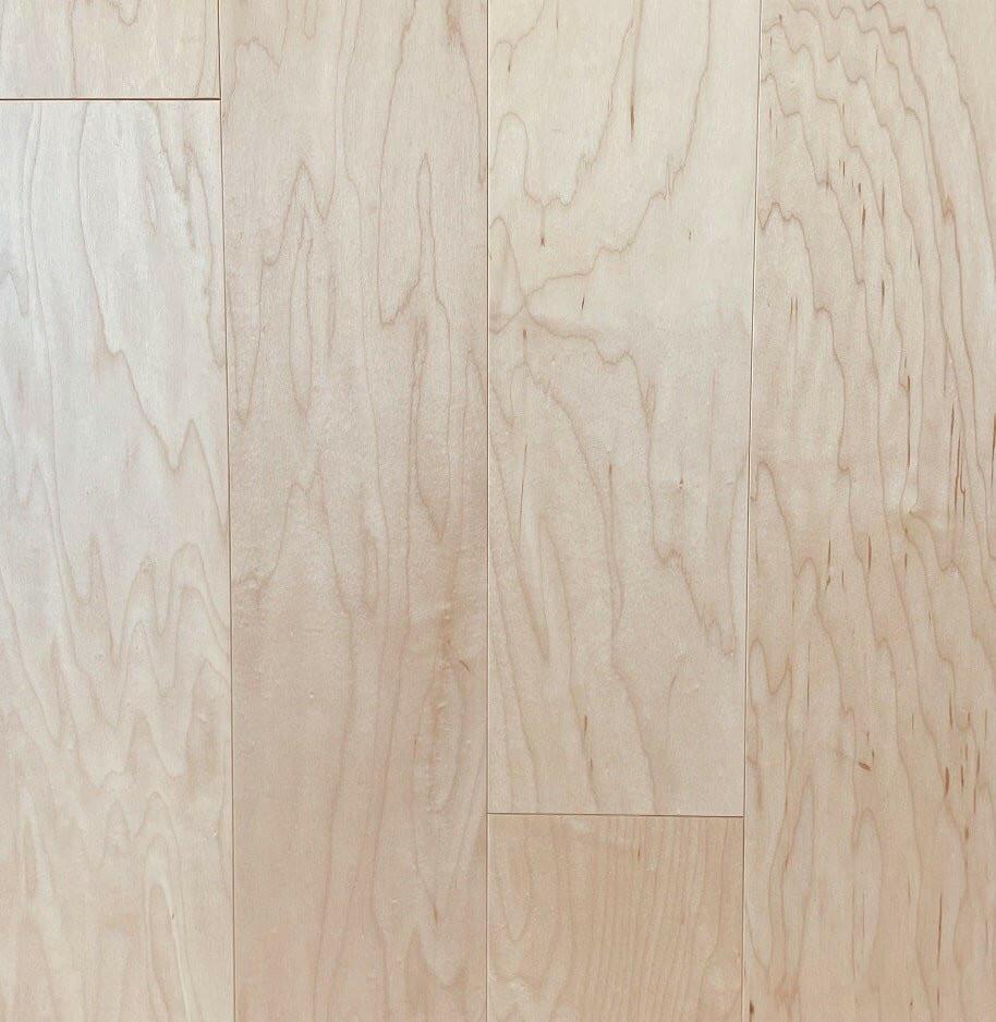 Close-up of Natural MP2101 - Green Touch 5"*1/2" click Maple engineered hardwood flooring sample. Available at Advanced Flooring Waterloo. 