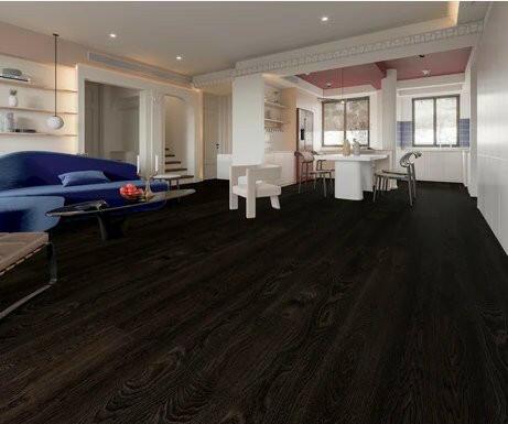 Beautiful room with Raven oak engineered hardwood installed.