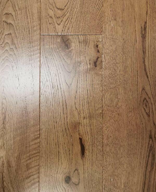 A close up of Sandbank European Oak 7.5" Engineered Hardwood from Riche.