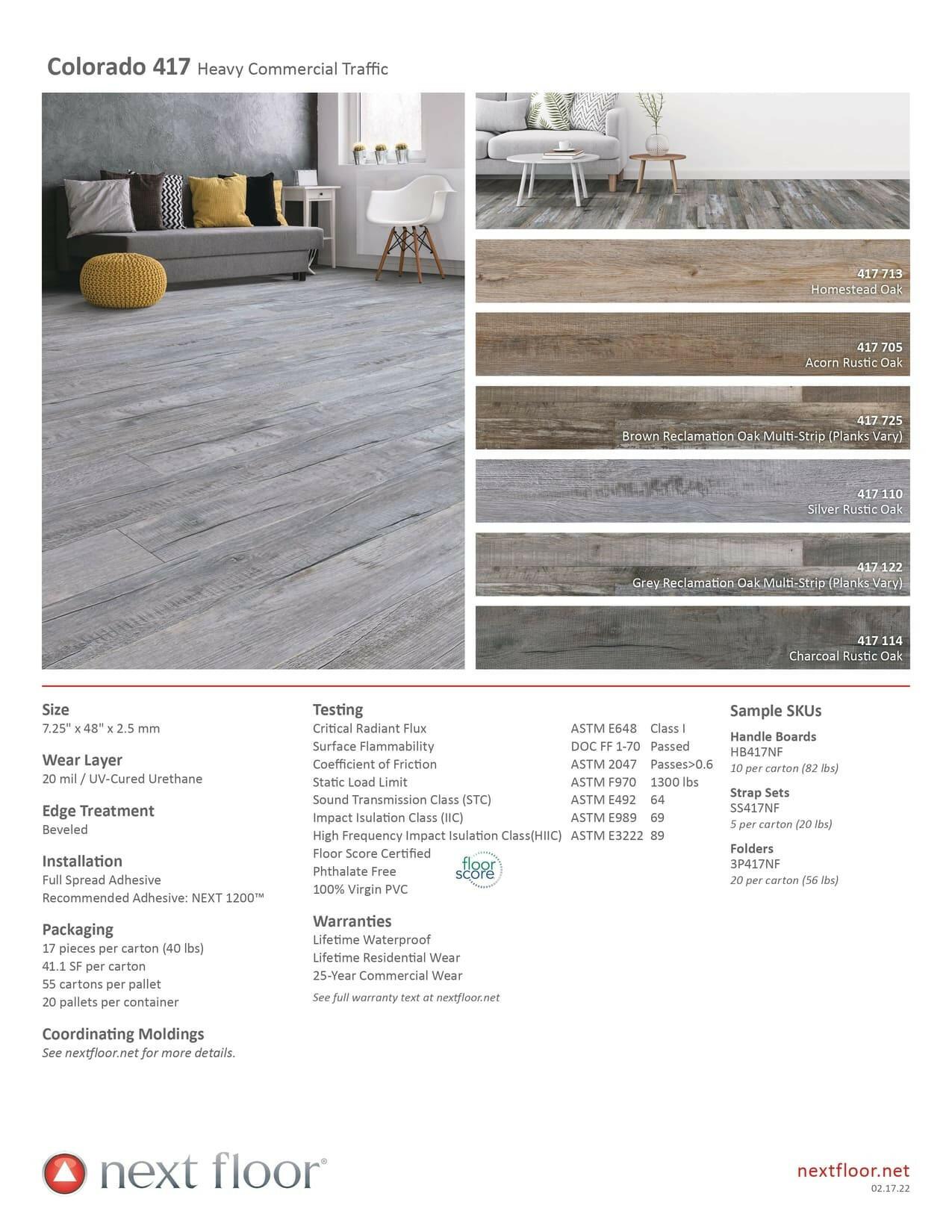 Silver Rustic Oak 417 110 - Nextfloor 2.5mm Glue Down Colorado 417
