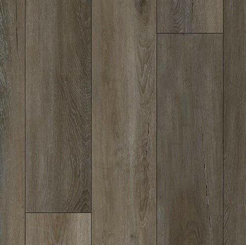 Close up of 4.5mm vinyl plank in the colour Smoked Oyster by Mohawk SolidTech sold by Advanced Flooring in Kitchener-Waterloo.