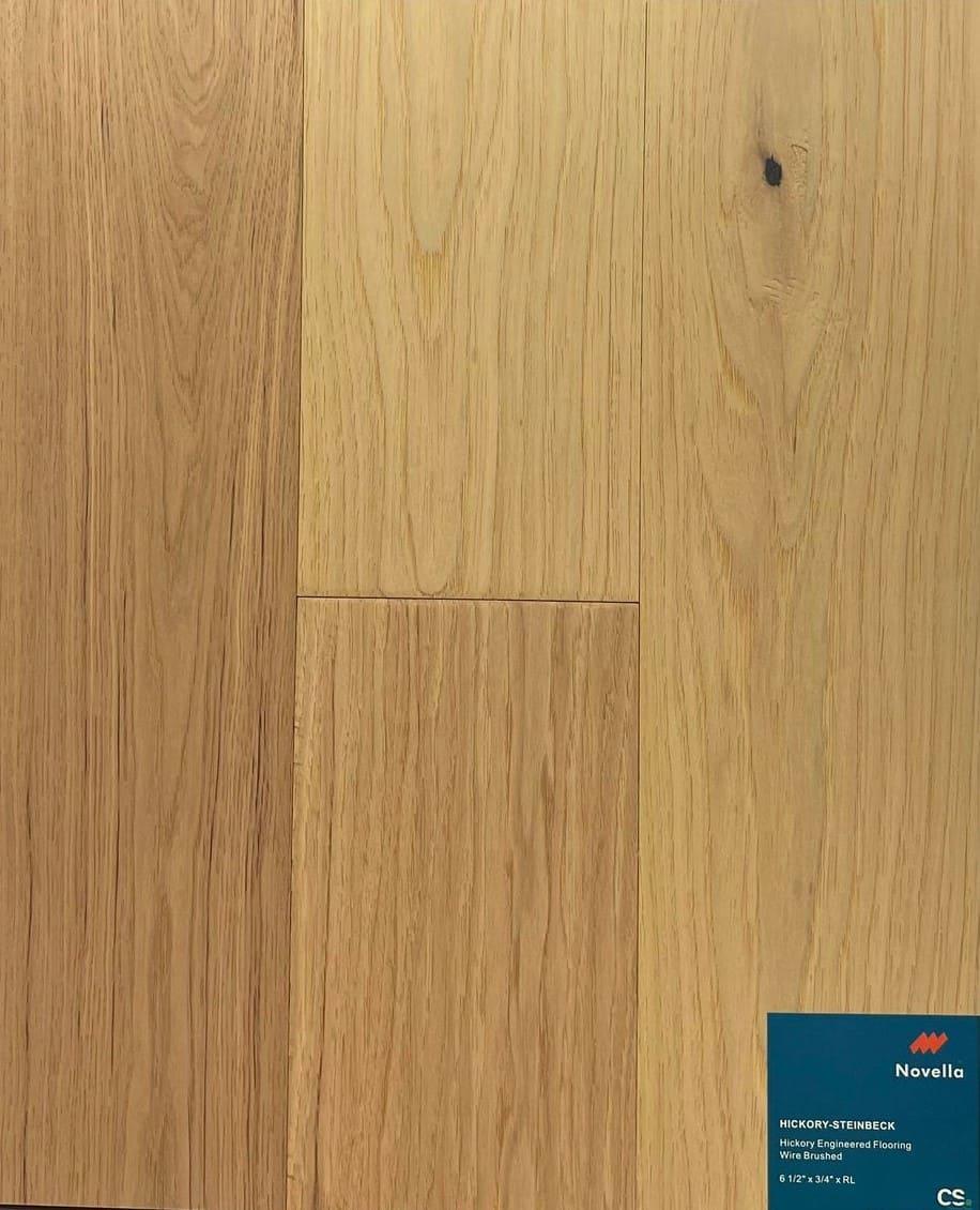 A close up of Steinbeck Novella premium 6-½” engineered hardwood flooring from Canadian Standard.