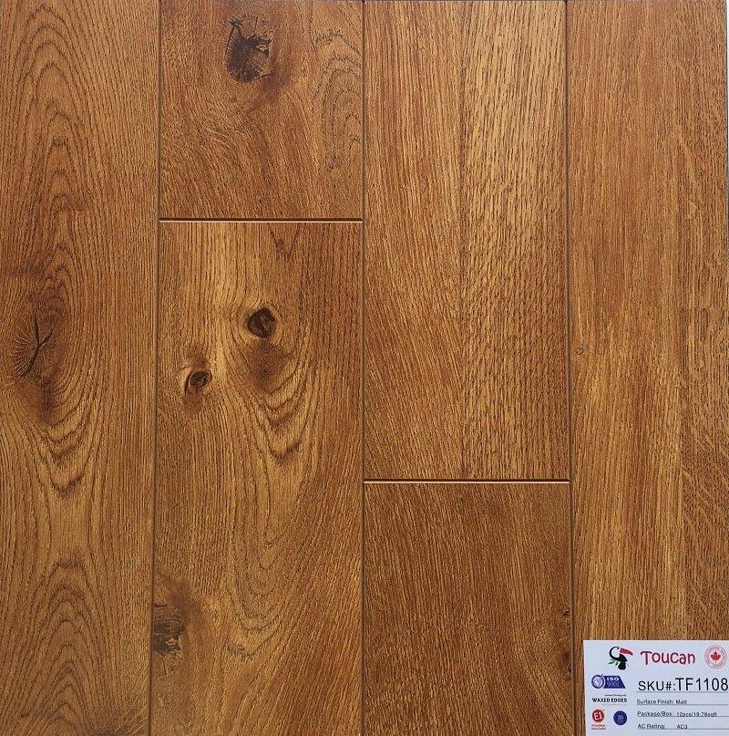 A close up of TF1108-F 12mm laminate flooring from Toucan.
