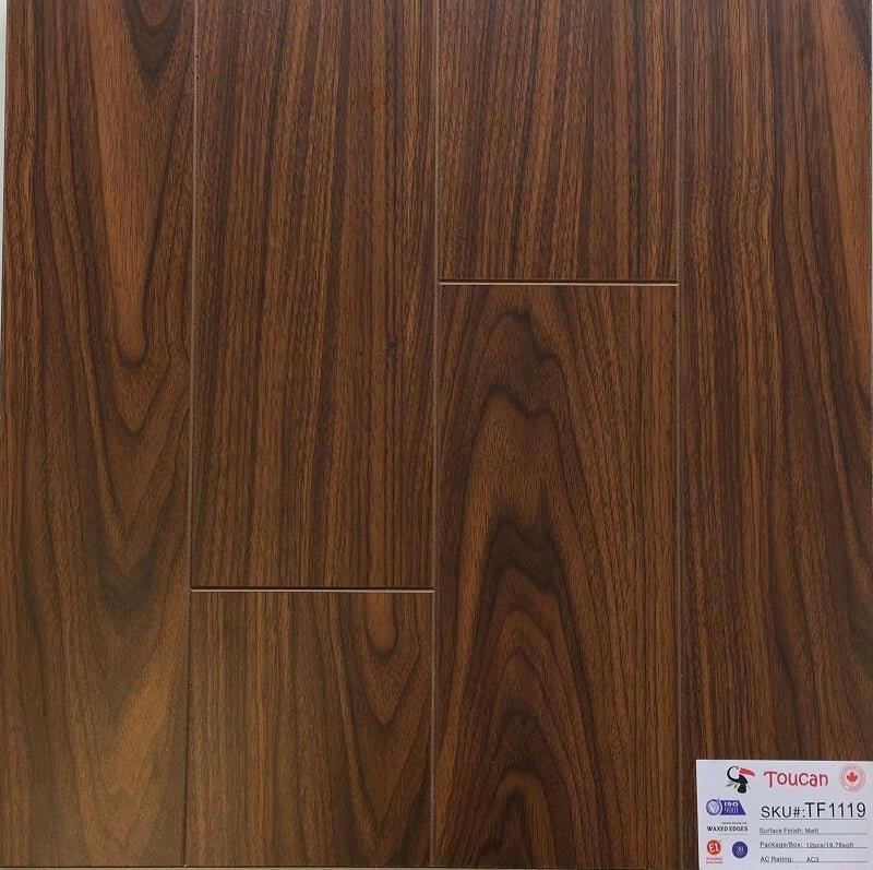 A close up of TF1119-F 12mm laminate flooring from Toucan.