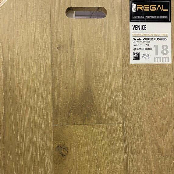 Close-up showing the texture and color of Venice NAF engineered hardwood flooring.