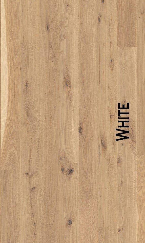 A close up of White BOEN premium engineered hardwood flooring from Canadian Standard.